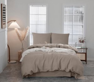 Bed linen with waffle structure 3-part: duvet cover 200x200cm + 2x pillow cover 80x80cm