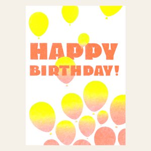 Risografie Postkaart - Happy Ballon - Din A6