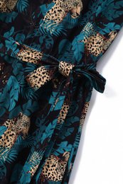 EU STOCK Brigitte Brown Cheetah & Palm Leaves Print Strappy Jumpsuit