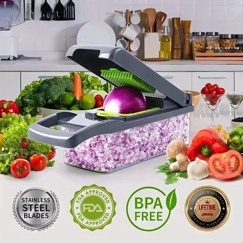 14/16 i 1 multifunktionel grøntsagshakker Rist Madhåndtag Madhakker Grøntsagssnitter Skæremaskine Cut Køkkenting cocina