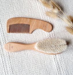 Rattle Wooden Baby Brush and Comb Set