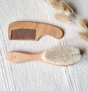 Rattle Wooden Baby Brush and Comb Set