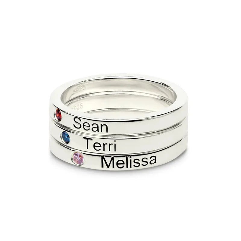 S925 Ring Lettering Pare Nombre personalizado Personalización