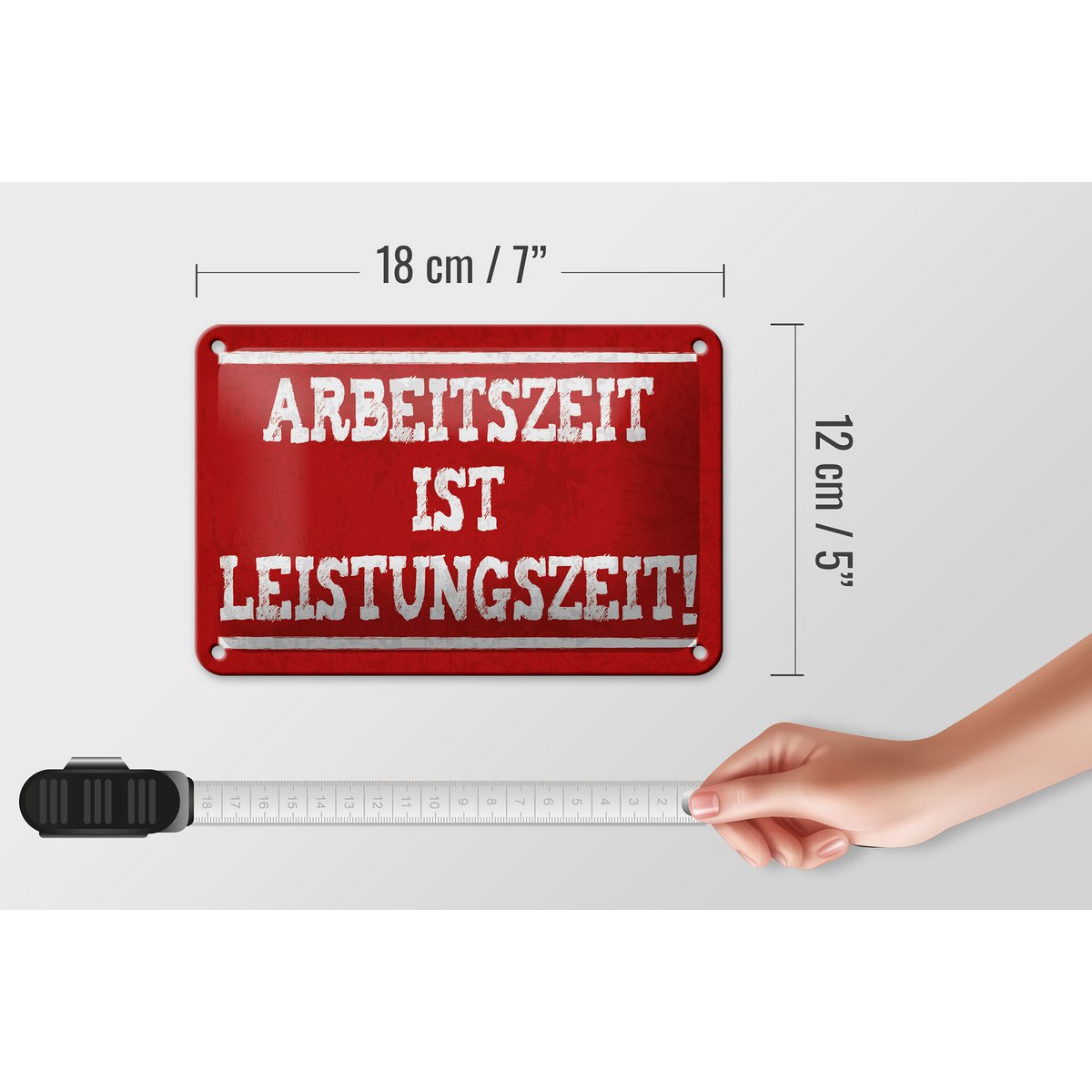 Tin sign saying 18x12cm Working time is performance time decoration