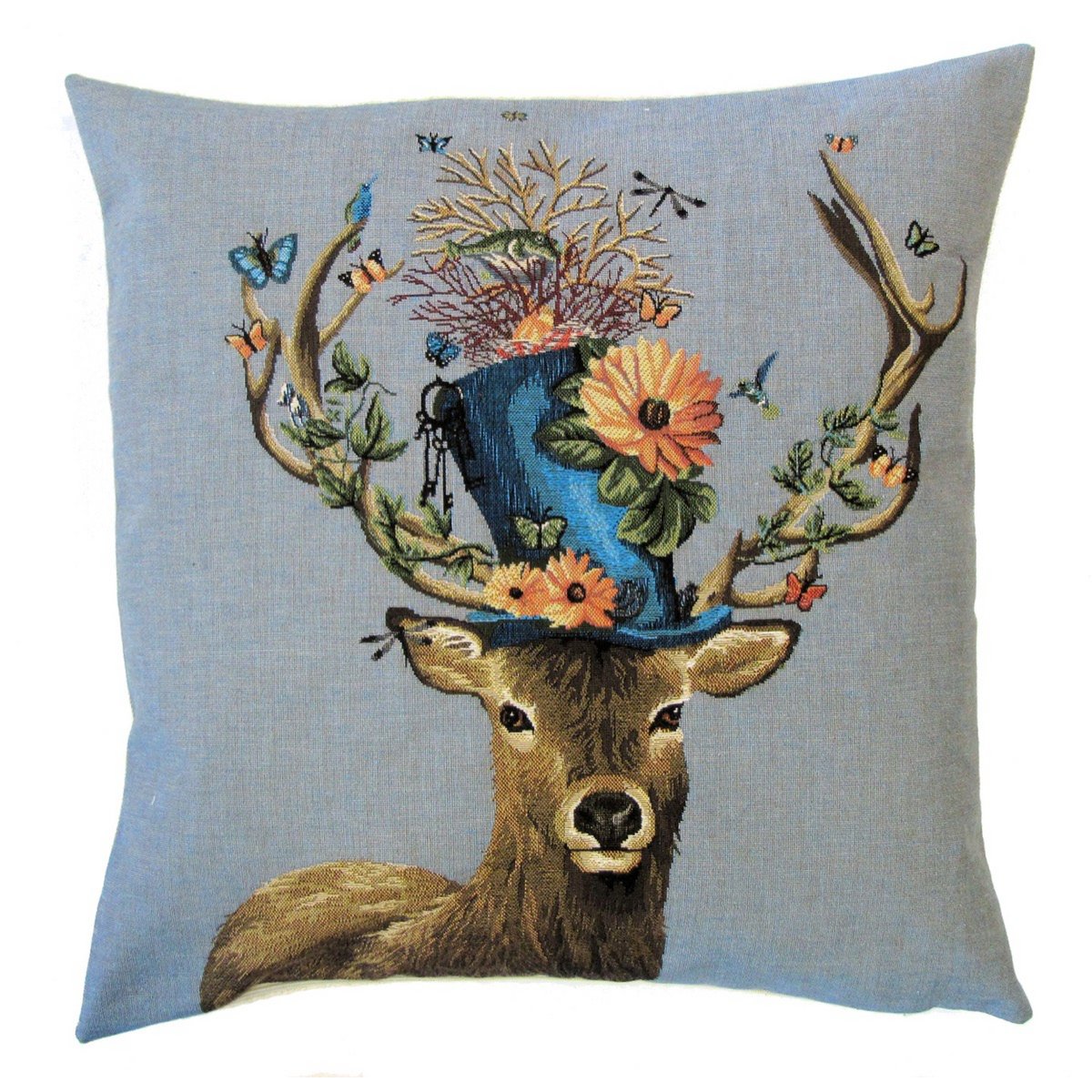 decorative pillow cover stag with hat