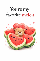 Wenskaart - You’re my favorite melon - Meloenen beertje