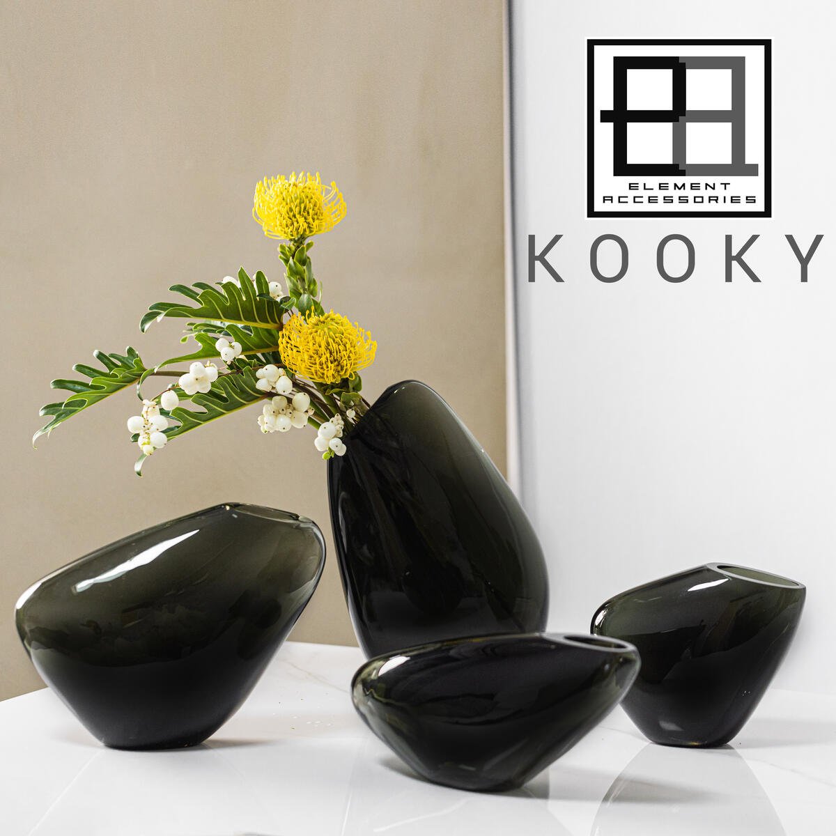 Modern vase, high design organic shape, KOOKY16GR