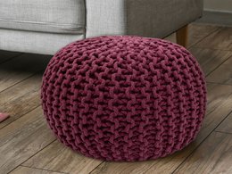 Knitted stool pouf Ø 45 H 30 cm cm seat pouf knitted floor cushion