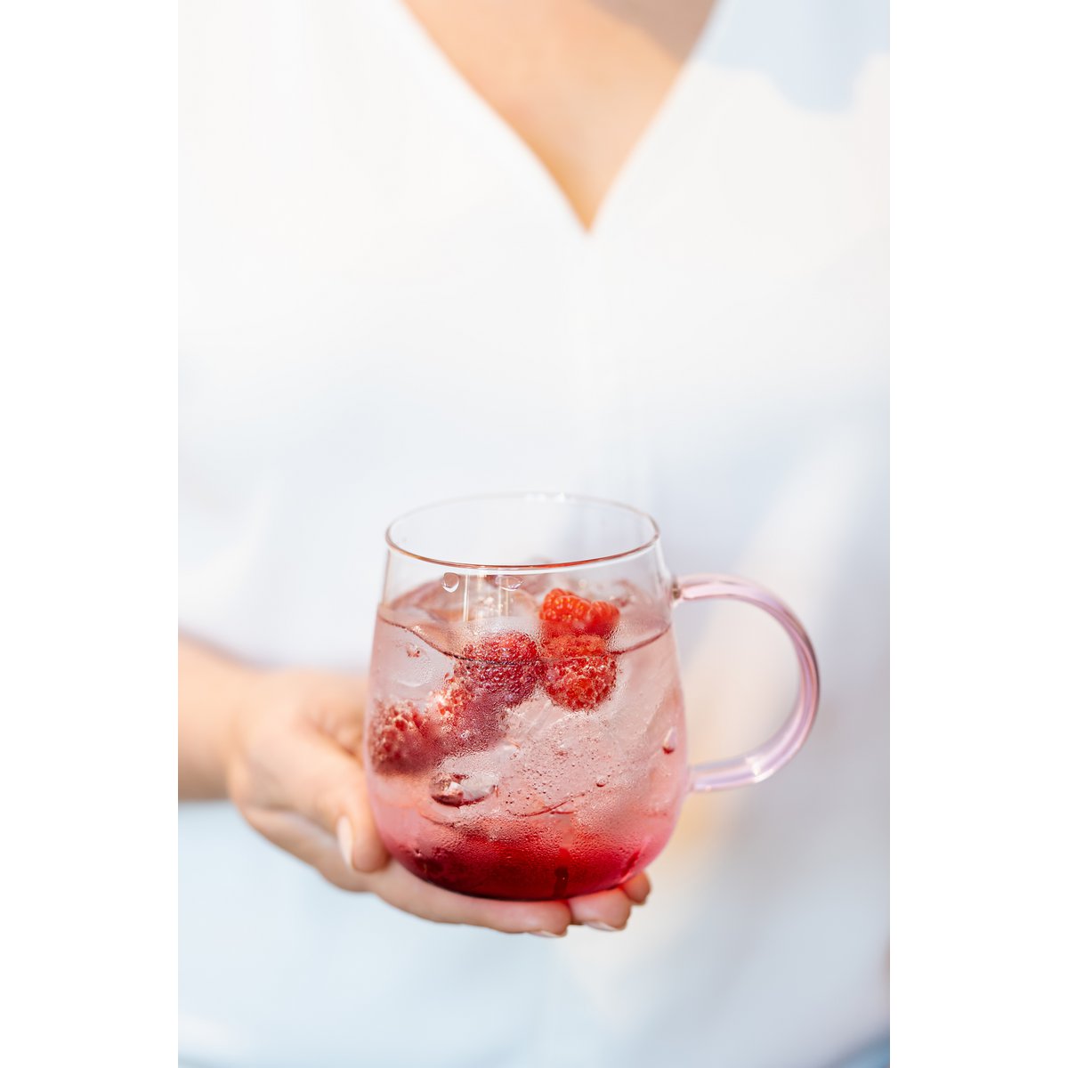 SÆT med 2 glas med lyserødt håndtag 400ml BOLLA 1166