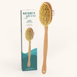 Brosse corporelle naturelle en bois avec long manche amovible - vegan