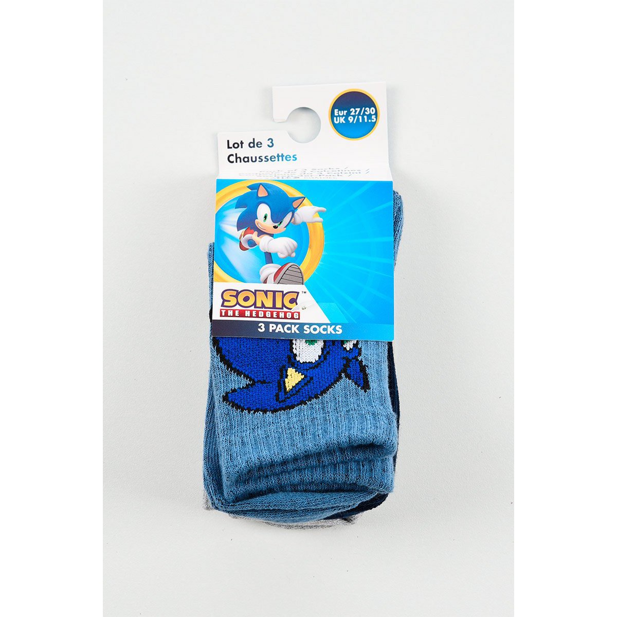 Lot of 96 Units | Pack 3 Sonic Children's Tennis Socks | Officially Licensed Products | SUN CITY Group