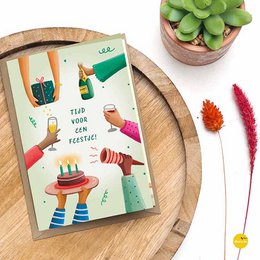 Greeting card Time for a party (folded card)