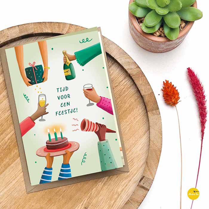 Greeting card Time for a party (folded card)