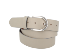 Grey leather belt with aged finish and silver-tone buckle. Available in sizes 75, 80, 85, 90, 95, 100, and 105.
