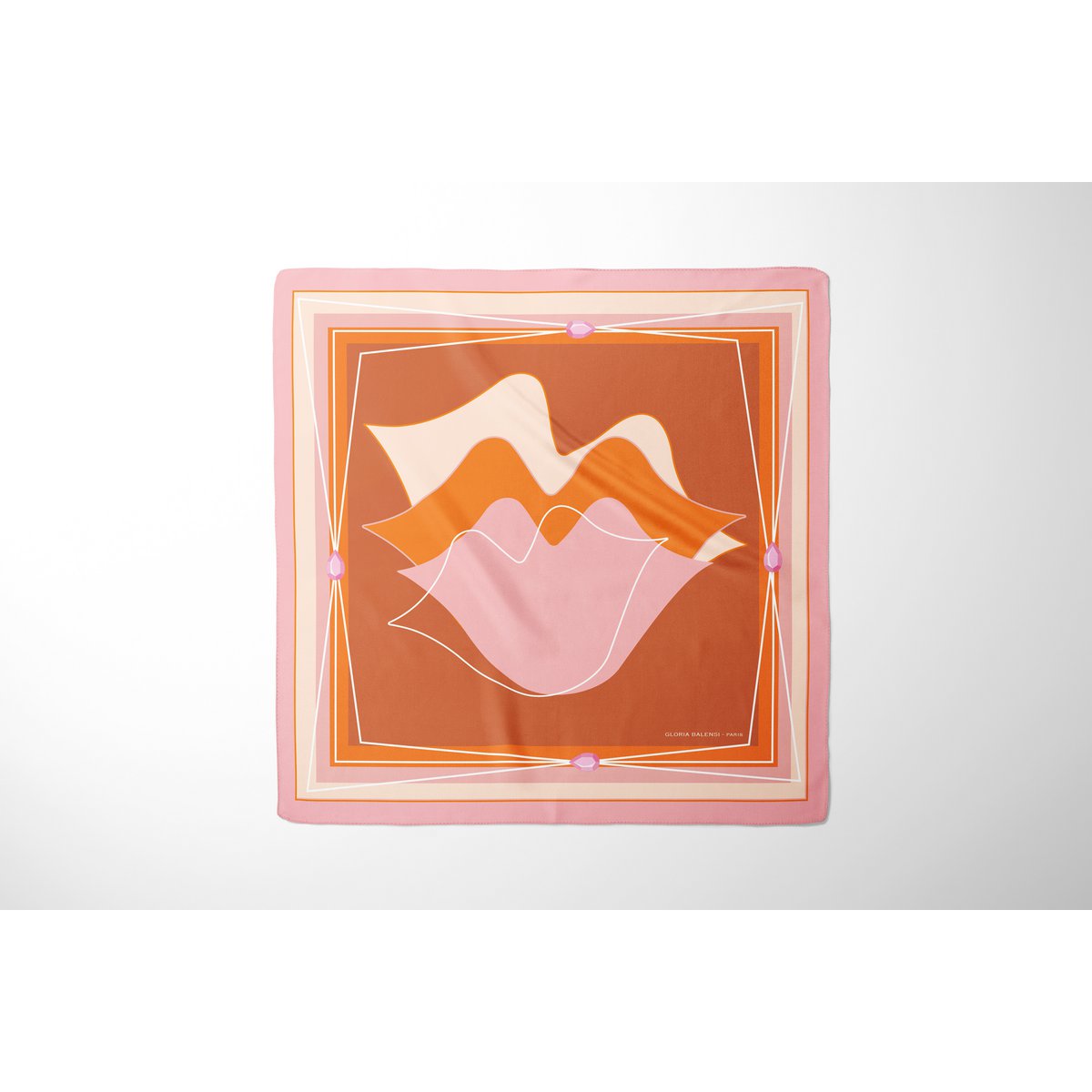 Carré de soie - MUSE 67*67 cm - Chocolat/orange