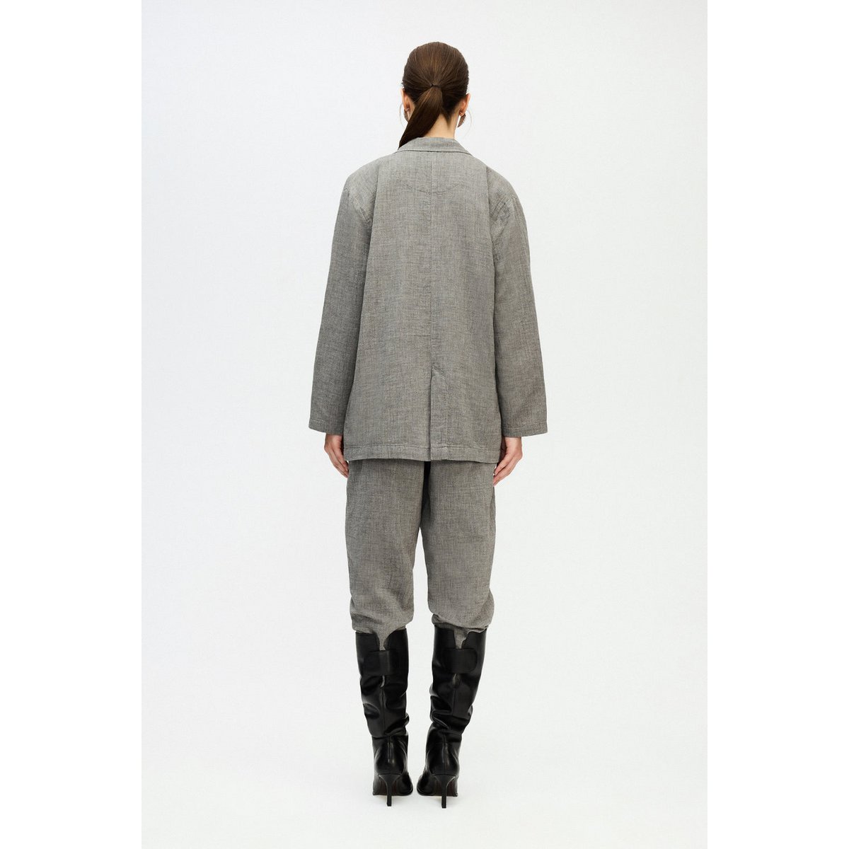 IKIKIZ grijze katoenen oversized jas