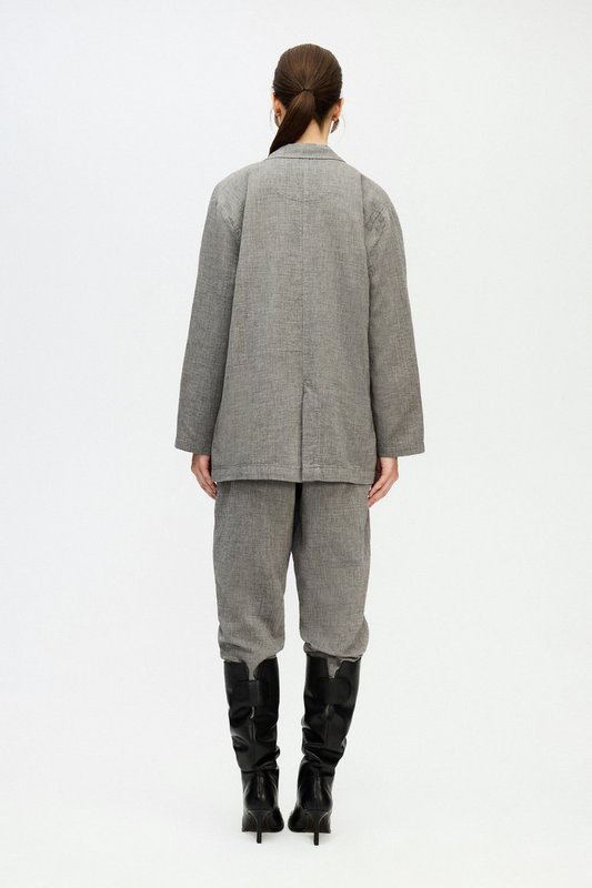 IKIKIZ grijze katoenen oversized jas