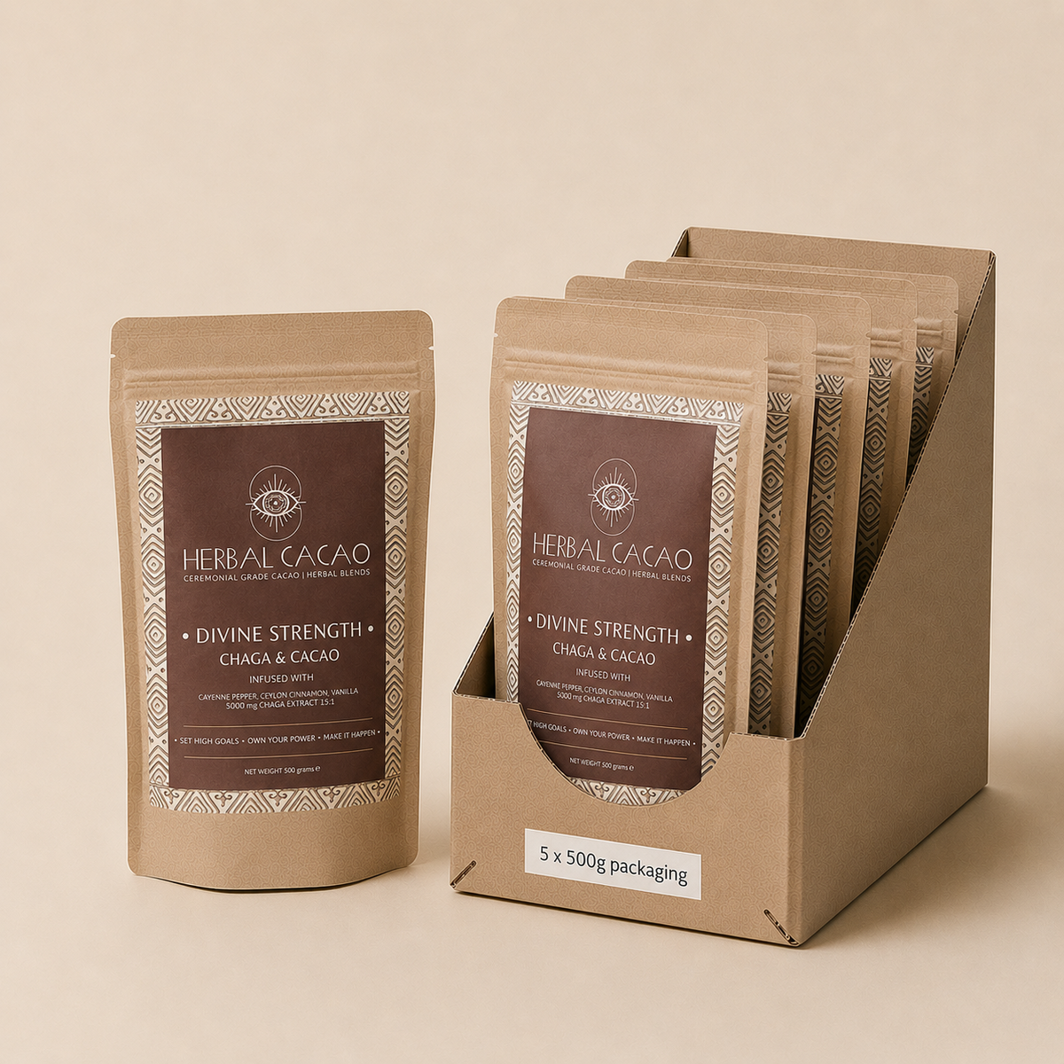 Chaga & Ceremonial Cacao | Divine Strength | 500gram (5 pieces)