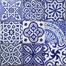 Hand Painted Tiles Blue White Mix