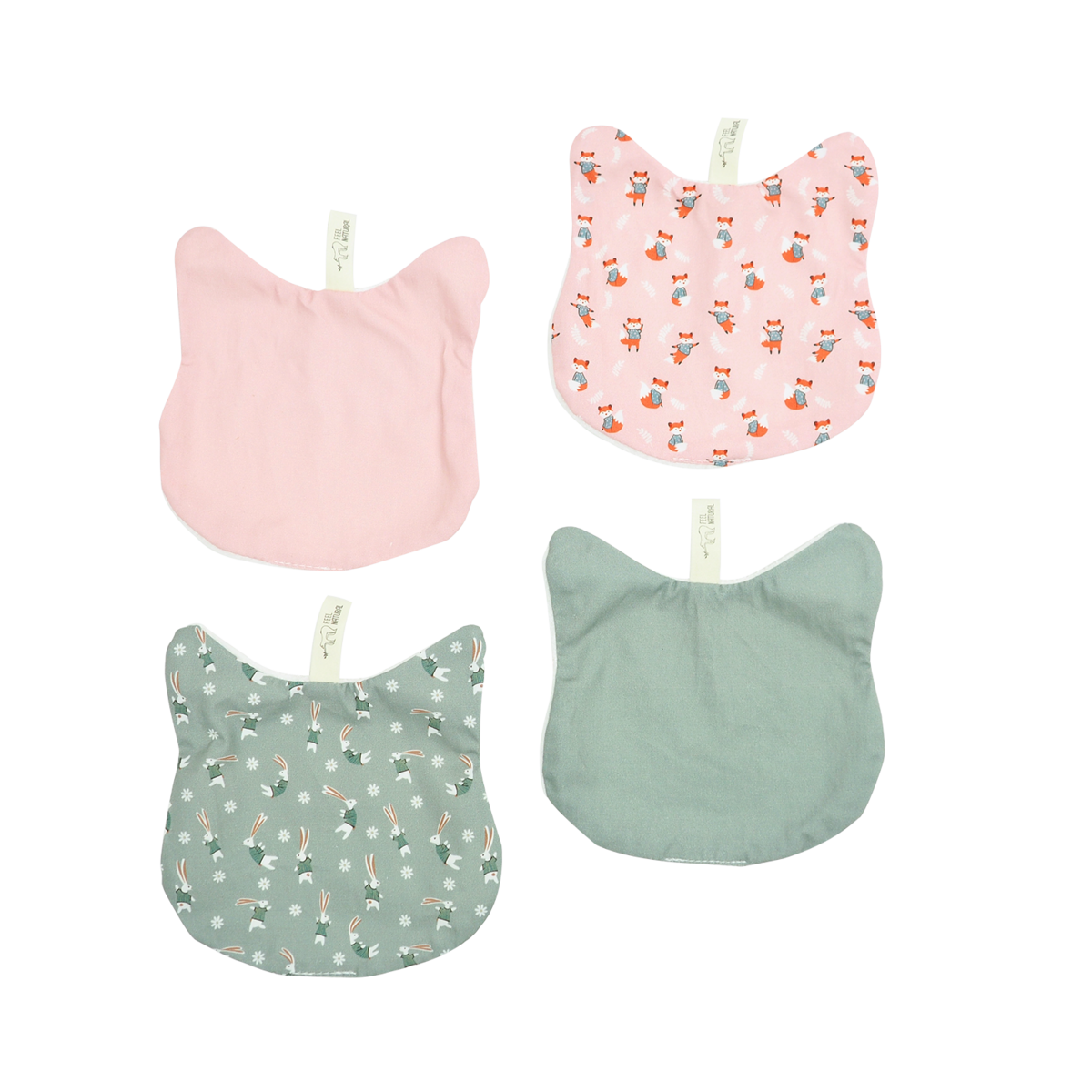 Set van 4 chat head doekjes - "Louise -Oste" -model