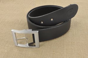 Matte black leather belt
