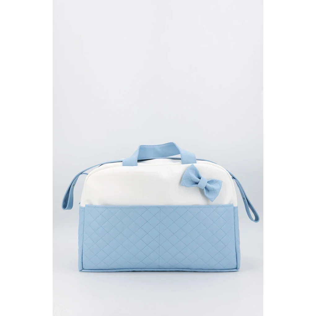 Sac de maternité matelassé pour bébé avec nœud, bleu