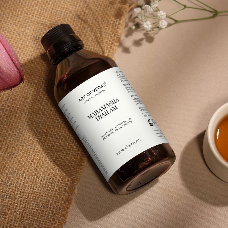 Mahamasha Thailam 200ml | Olio di erbe tradizionale per salute nervosa, mobilità articolare e forza muscolare