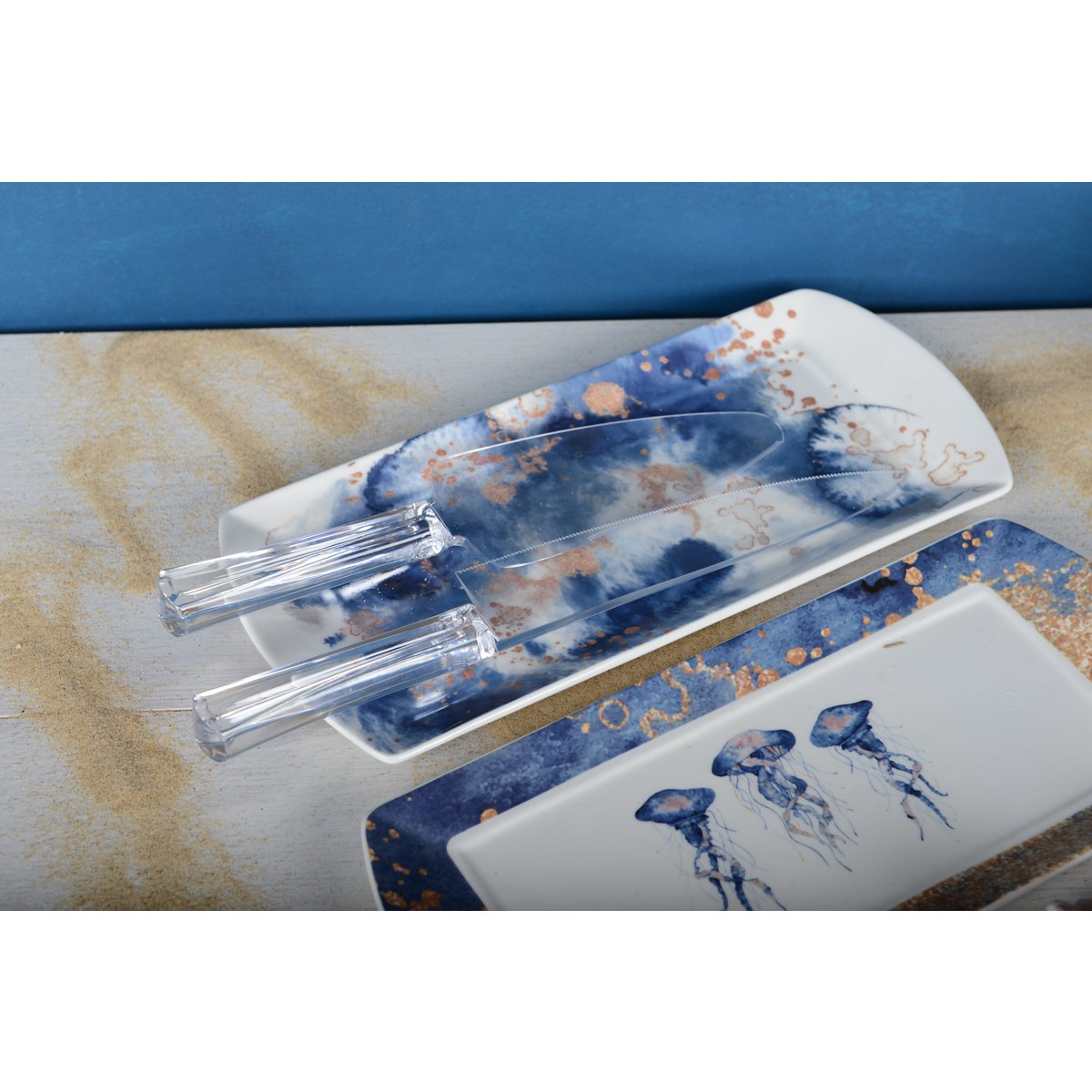 Cake jellyfish dishes 29x13cm - Lot of 2