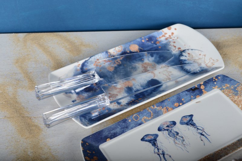 Cake jellyfish dishes 29x13cm - Lot of 2