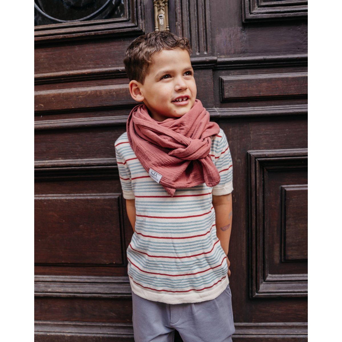 Écharpe enfant en mousseline • Vieux rose