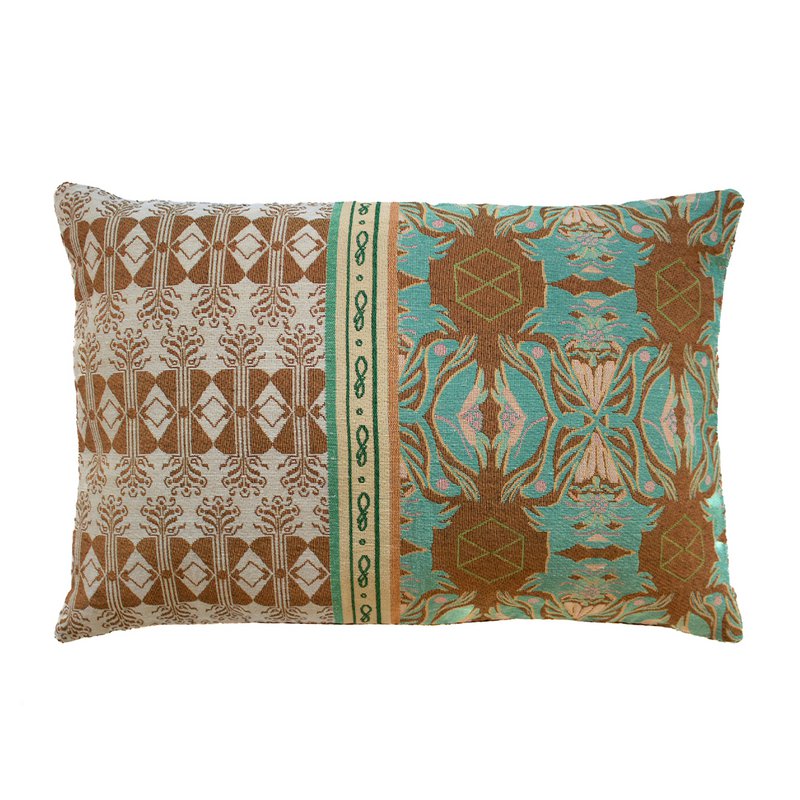Coussin NIN-NIT Mouvement Classiques | 100% coton tissé | décoratif avec ambiance plage, rayures et imprimé nature | marron | bleu | turquoises | vert d'eau | vert | beige | blanc | 40x60 cm