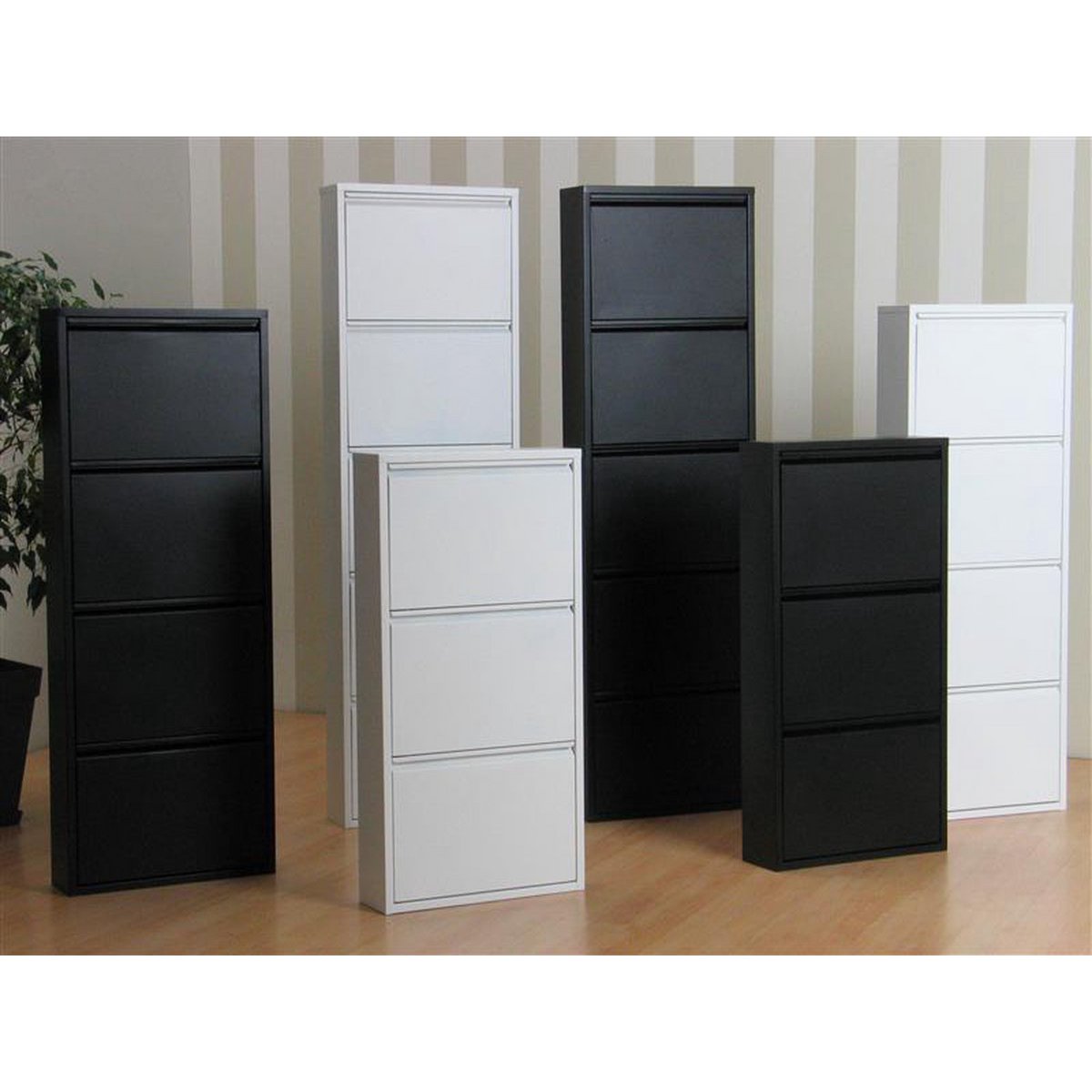 Zapatero metálico 3 puertas | Blanco mate