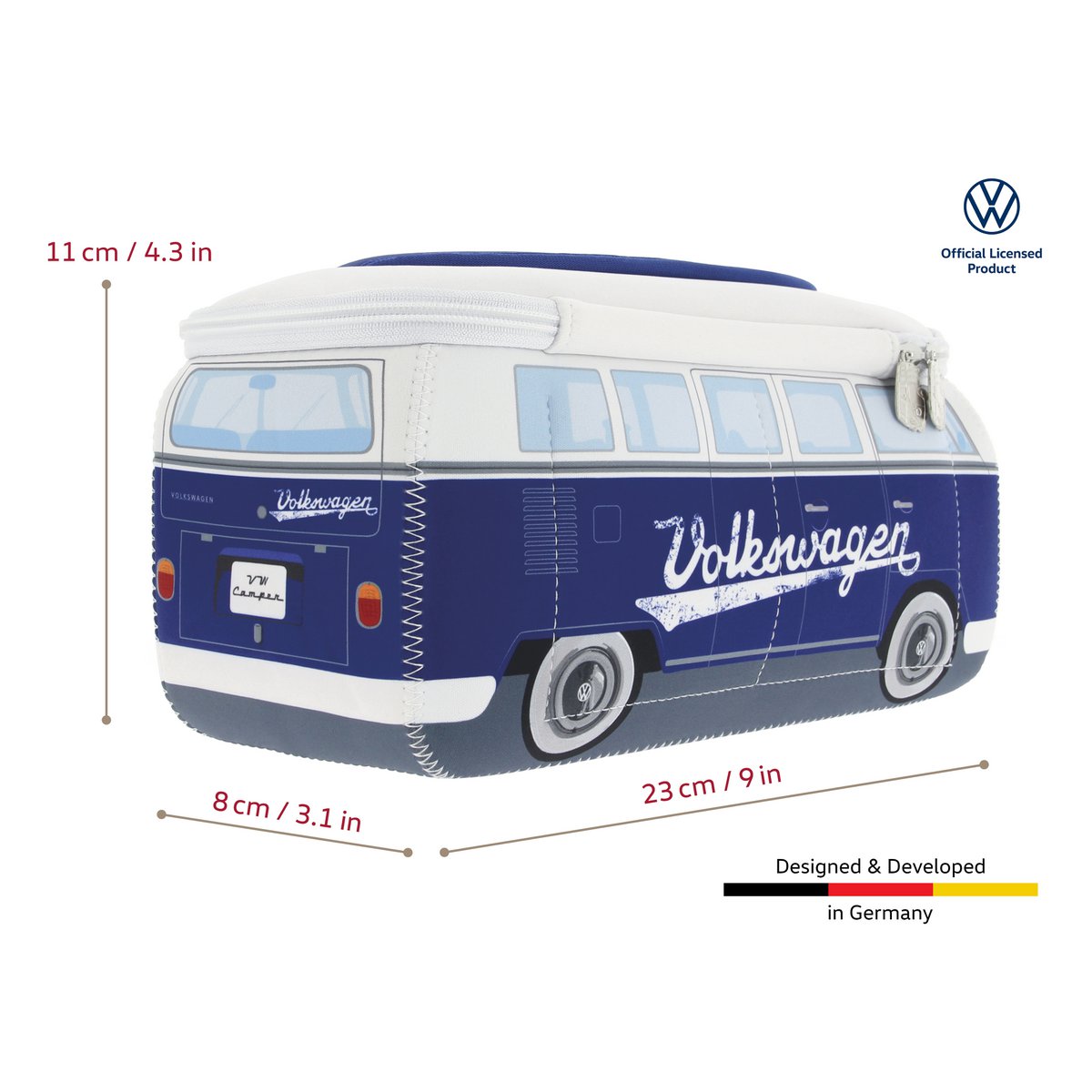Volkswagen VW T1 Bus 3D Neopreen Universele Tas - Klein - Logo/Blauw