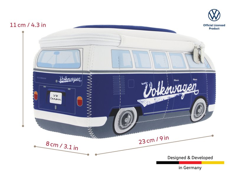 Volkswagen VW T1 Bus 3D Borsa Universale in Neoprene - Piccola - Logo/Blu