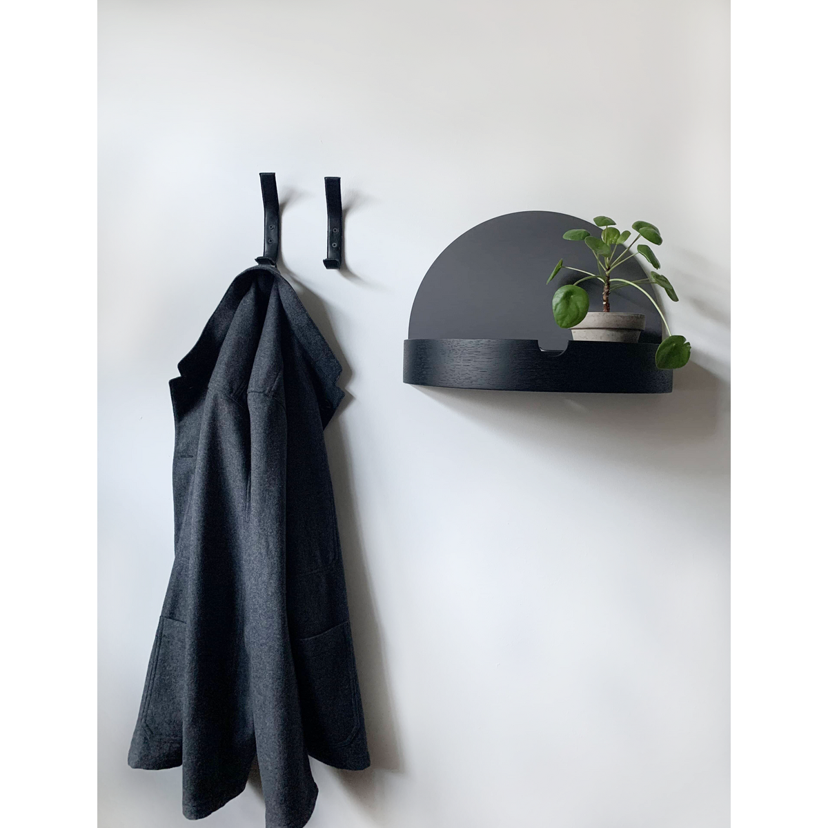 Leather coat hooks - Black (2 pcs)