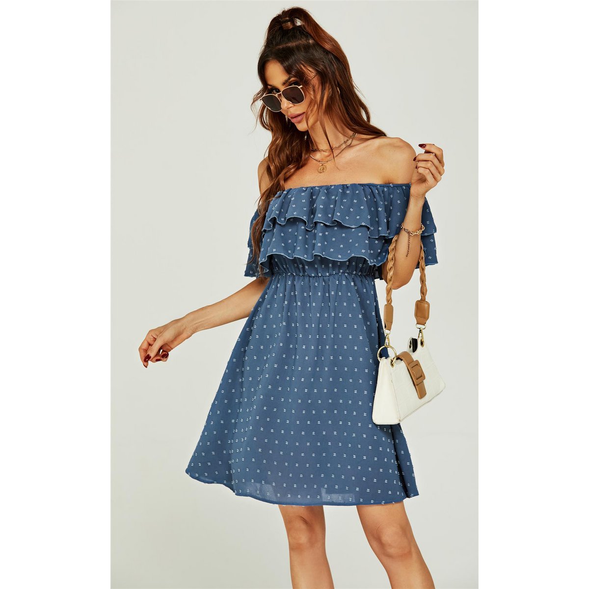 Bardot Frill mini -jurk in blauw
