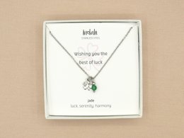 Ketting rock, klavertje vier en jade, zilver of goud stainless steel