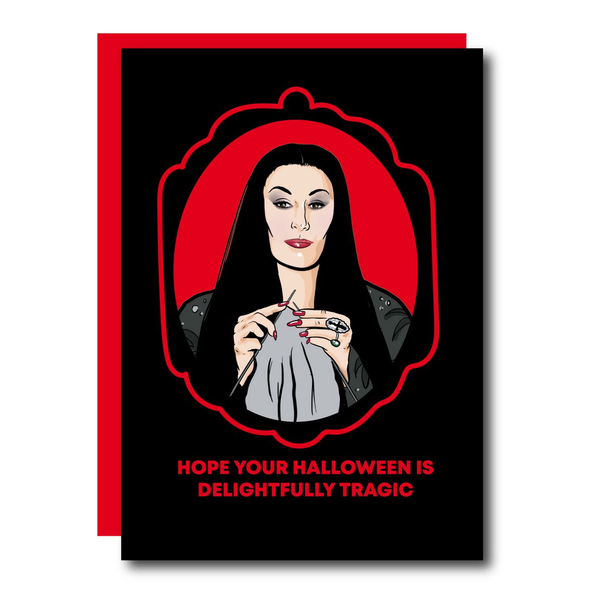 Tarjeta de Halloween deliciosamente trágica