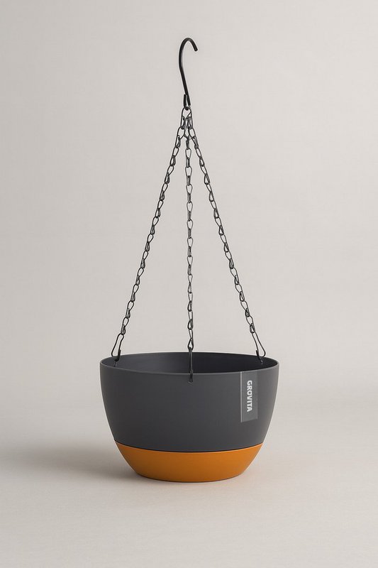 Pot suspendu avec drainage - Noir - Convient également comme pot de fleurs - Pour l'intérieur et l'extérieur - Réservoir d'eau