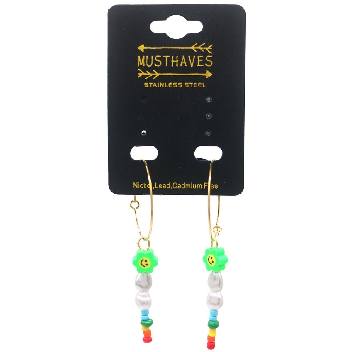 J-F8.2 E221-582-5 S. Boucles d'oreilles en acier Fleur 3x7cm
