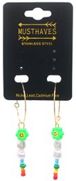 J-F8.2 E221-582-5 S. Boucles d'oreilles en acier Fleur 3x7cm