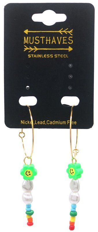 J-F8.2 E221-582-5 S. Boucles d'oreilles en acier Fleur 3x7cm