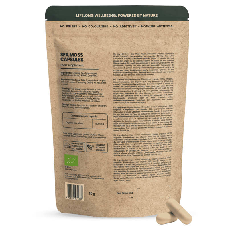 Sea Moss Capsules 500 mg Organic -  60 Capsules
