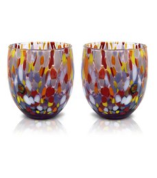 Klassieke waterglazen van handgeblazen en handgemaakt glas met Murano Murrine, lijn “I Colori di Murano”, 320 ml. Gemaakt in Italië