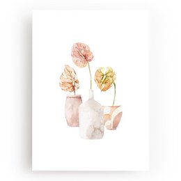 Delicate watercolor art print featuring desert flowers in soft pastel colors.
