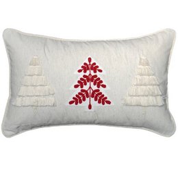 Alberi di Natale color crema e rosso – Fodera per cuscino / Kussenhoes – Natale 30×50 cm – Pelle Urbane