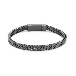 Frank 1967 7FB-0583 Stalen Armband - Heren - Dubbele Vossenstaart - Staal - Geborsteld - 6,1 mm Breed - 3,1 mm Dik - 21 cm Lengte - Antraciet