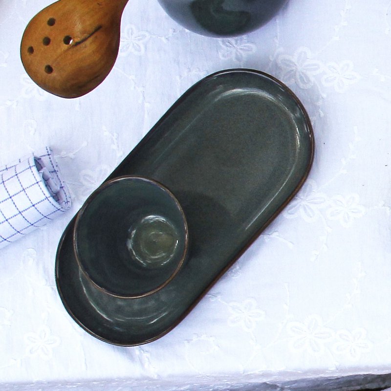 ovaal amuse schaal celadon glaze ceramic medium