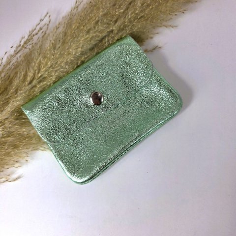 Mini-Geldbörse in Metallic-Mintgrün