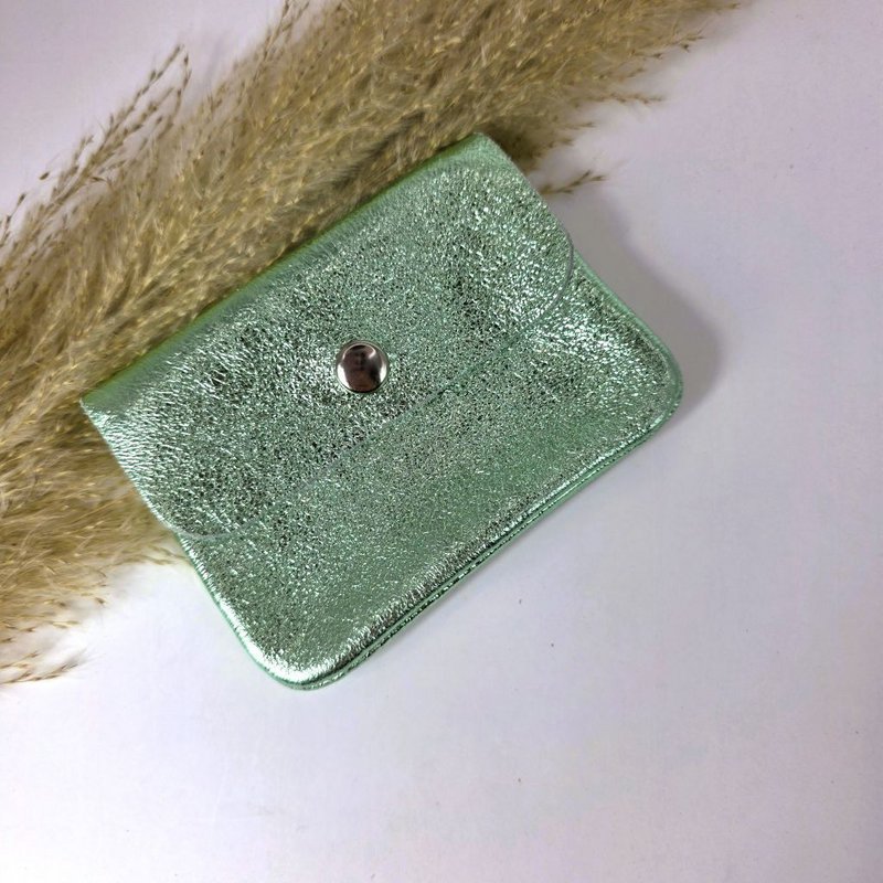 Mini-Geldbörse in Metallic-Mintgrün